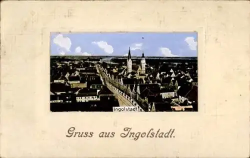 Ak Ingolstadt an der Donau Oberbayern, Teilansicht, Kirchtürme