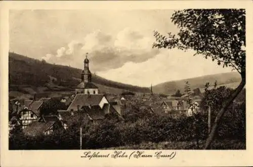 Ak Helsa Hessen, Teilansicht mit Kirche