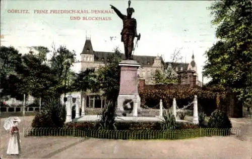 Ak Görlitz in der Lausitz, Prinz Friedrich Denkmal, Blockhaus
