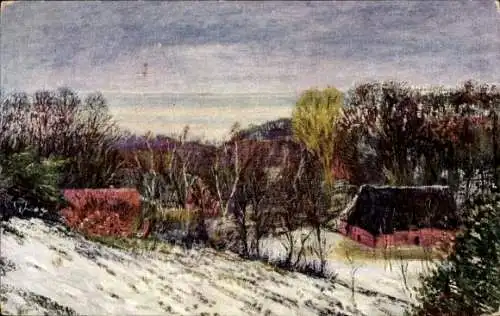 Künstler Ak Bertelsmann, Walter, Worpswede in Niedersachsen, Winter