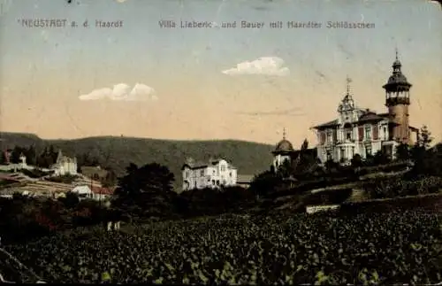 Ak Neustadt an der Weinstraße, Villa Lieberich und Bauer mit Haardter Schlösschen