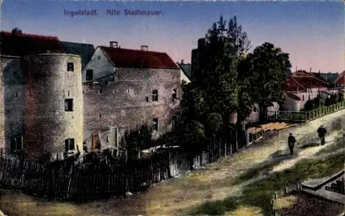 Ak Ingolstadt an der Donau Oberbayern, Alte Stadtmauer