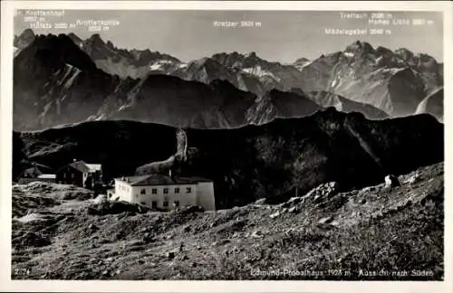 Ak Oberstdorf im Oberallgäu, Edmund Probst Haus, Aussicht nach Süden, Kratzer, Mädelegabel