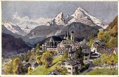 Künstler Ak Compton, Edward Harrison, Berchtesgaden in Oberbayern, Panorama