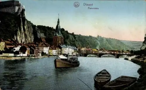 Ak Dinant Wallonien Namur, Panorama, Maasdampfer, Brücke