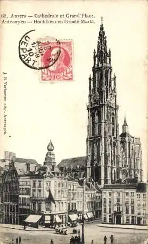 Ak Anvers Antwerpen Flandern, Cathedrale, Grand Place