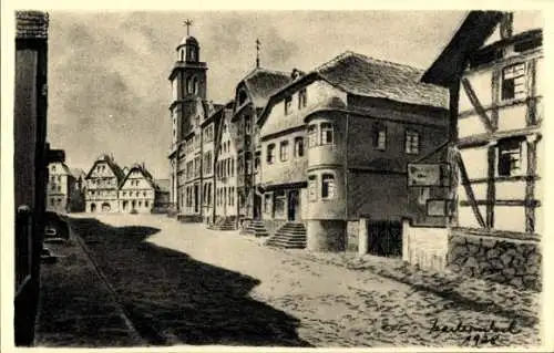 Künstler Ak Winkel, Karl, Lauterbach an der Lauter Hessen, Marktplatz