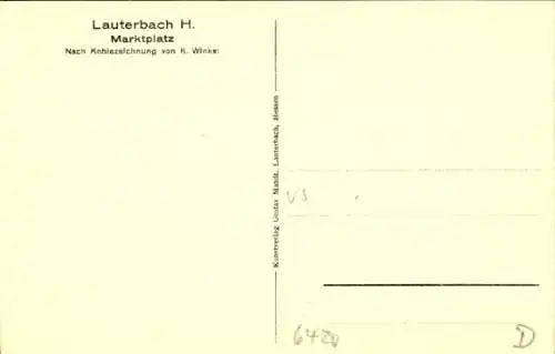 Künstler Ak Winkel, Karl, Lauterbach an der Lauter Hessen, Marktplatz