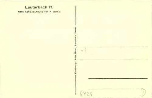 Künstler Ak Winkel, K., Lauterbach an der Lauter Vogelsbergkreis, Teilansicht der Stadt