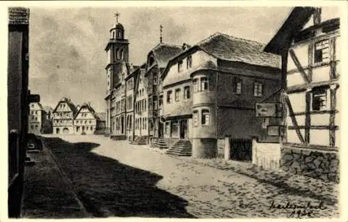 Künstler Ak Winkel, Karl, Lauterbach an der Lauter Hessen, Marktplatz