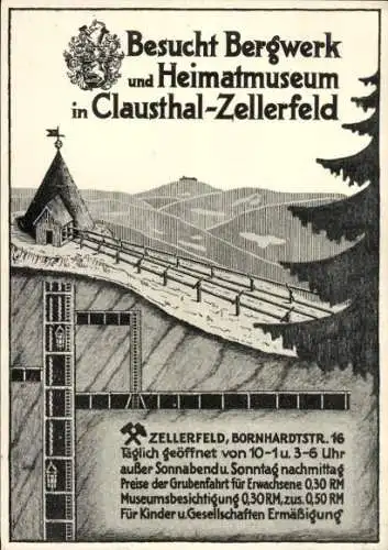 Ak Clausthal Zellerfeld im Oberharz, Bergwerk, Heimatmuseum