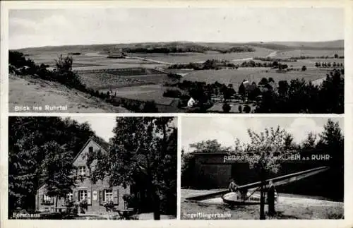 Ak Saarn Mülheim an der Ruhr, Forsthaus Klein, Segelfliegerhalle