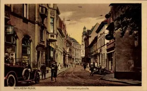 Ak Mülheim an der Ruhr, Hindenburgstraße, Friseur, Passanten