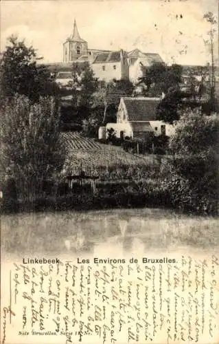 Ak Linkebeek Flämisch Brabant, Teilansicht vom Ort, Kirche