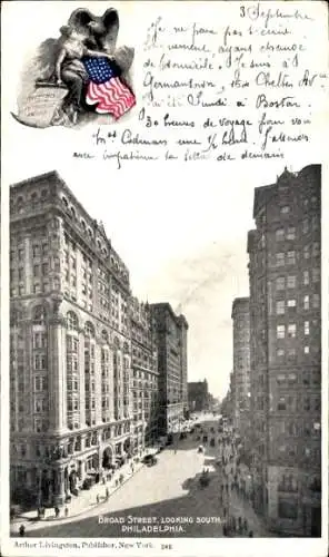 Ak Philadelphia Pennsylvania, Broad Street, Looking South
