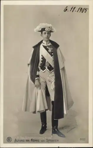 Ak König Alfons XIII von Spanien, Portrait