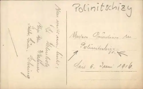 Foto Ak Polinitschizy Polonechka ? Weißrussland ?, Deutsche Soldaten in Uniformen, I WK