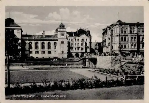 Ak Bydgoszcz Bromberg Westpreußen, Theaterplatz, Brücke