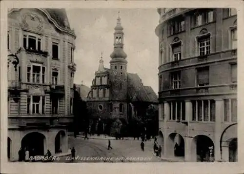 Ak Bydgoszcz Bromberg Westpreußen, Clarissenkirche mit Arkaden