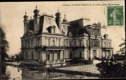 Ak Franconville Val d Oise, Château et Rivière