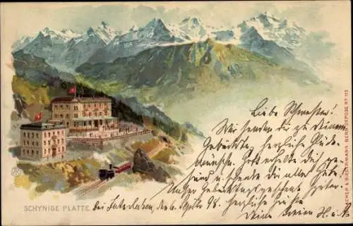 Litho Schynige Platte Kanton Bern, Hotel, Gebirge