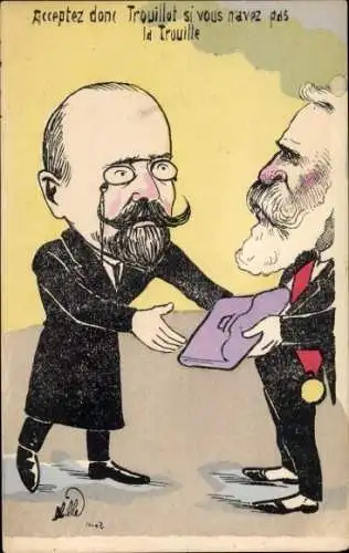 Künstler Ak Emile Zola, Emile Loubet, Karikatur, Dreyfus Affäre