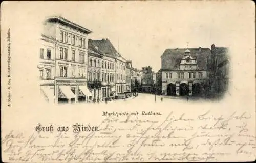 Ak Minden in Westfalen, Marktplatz, Rathaus