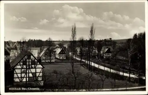 Ak Mühlbach Frankenberg in Sachsen, Fachwerkhäuser