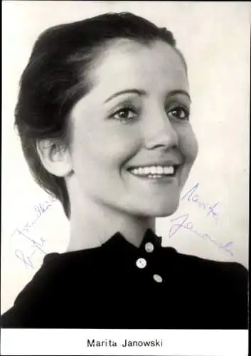 Ak Schauspielerin Marita Janowski, Portrait, Autogramm
