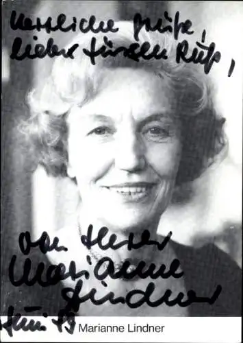 Ak Schauspielerin Marianne Lindner, Portrait, Autogramm