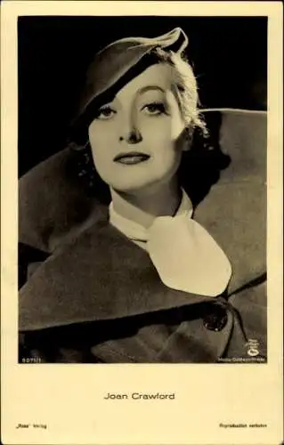 Ak Schauspielerin Joan Crawford, Portrait, Hut