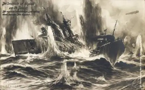 Künstler Ak Stöwer, Willy, Deutsche Kriegsschiffe, Seeschlacht bei Helgoland am 24. Januar, HMS Lion
