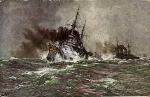 Künstler Ak Bohrdt, H., Deutsches Kriegsschiff, S.M.S. Kaiser Wilhelm I., Kaiserliche Marine