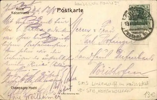 Ak Deutsches Kriegsschiff, Linienschiffe, S.M.S. Hohenzollern, Kaiserliche Marine