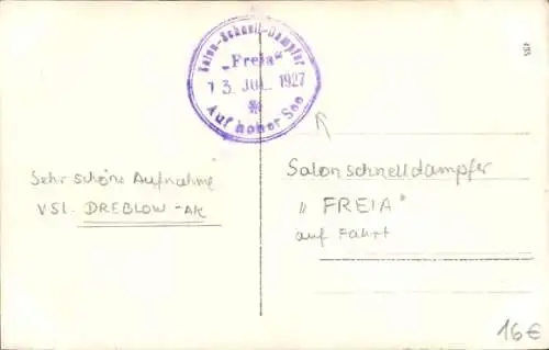 Ak Salonschnelldampfer Freia