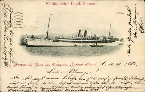 Ak Dampfer Hohenzollern, Norddeutscher Lloyd Bremen NDL