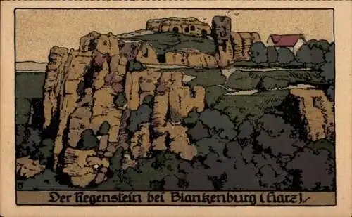 Steindruck Ak Blankenburg am Harz, Burg Regenstein