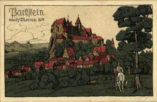 Steindruck Ak Parkstein Oberpfalz, Stadtansicht nach Merian 1644