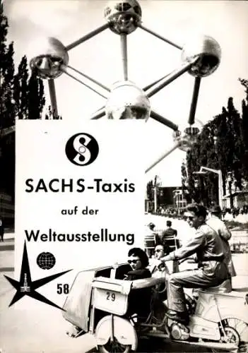 Ak Weltausstellung Brüssel 1958, Reklame, Sachs-Taxis