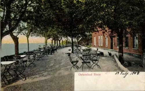 Ak Ostseebad Stein in Schleswig Holstein, Partie an einem Gasthaus