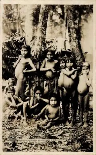 Foto Ak Brasilien, Indios, Kinder, Gruppenaufnahme