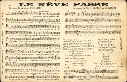 Lied Ak Le Reve Passe, Text von Armand Foucher, Musik von Chr. Helmer und G. Krier