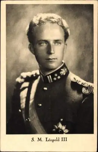 Ak König Leopold III. von Belgien, Portrait, Uniform, Schärpe