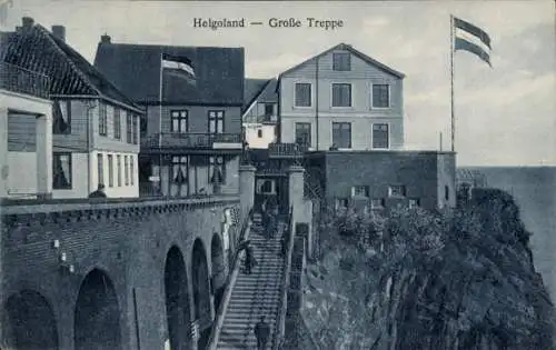 Ak Nordseeinsel Helgoland, Große Treppe zum Oberland