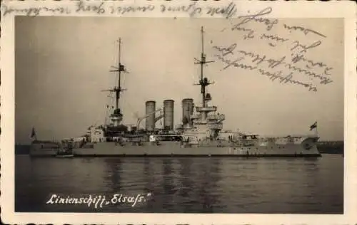 Foto Ak Deutsches Kriegsschiff, Elsass, Linienschiff, Reichsmarine
