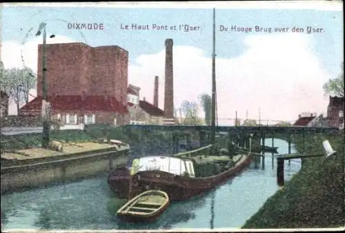 Ak Diksmuide Dixmude Westflandern, Le Haut Pont et l'Yser
