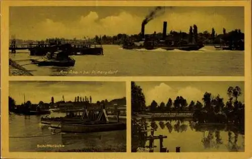 Ak Plittersdorf Bad Godesberg Bonn am Rhein, Schiffbrücke, Altrhein, Salondampfer