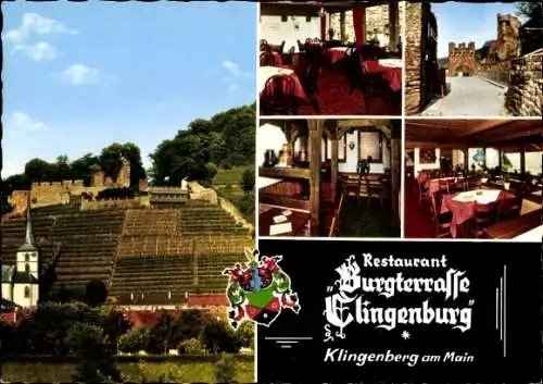 Ak Klingenberg am Main Unterfranken, Restaurant Burgterrasse Clingenburg, Inneres