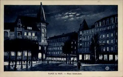 Ak Nancy Meurthe et Moselle, Nachtbild, Place Saint-Jean