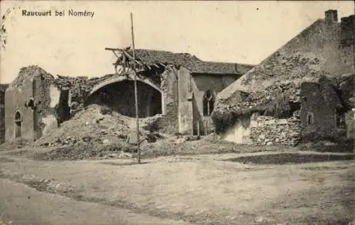 Ak Raucourt Meurthe et Moselle, zerstörtes Haus, Kriegszerstörung 1. WK